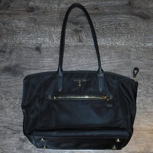 Michael Kors Black Nylon Tote Bag Gold Hardware‎ Minimalist Lightweight Satchel